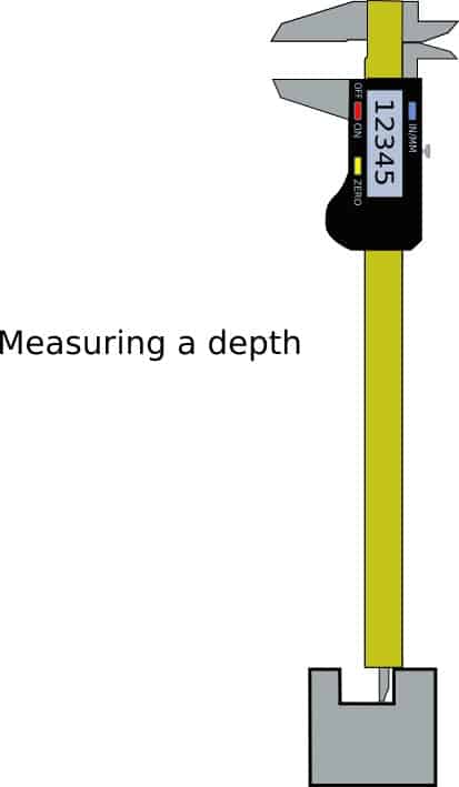 using digital calipers to measure a depth