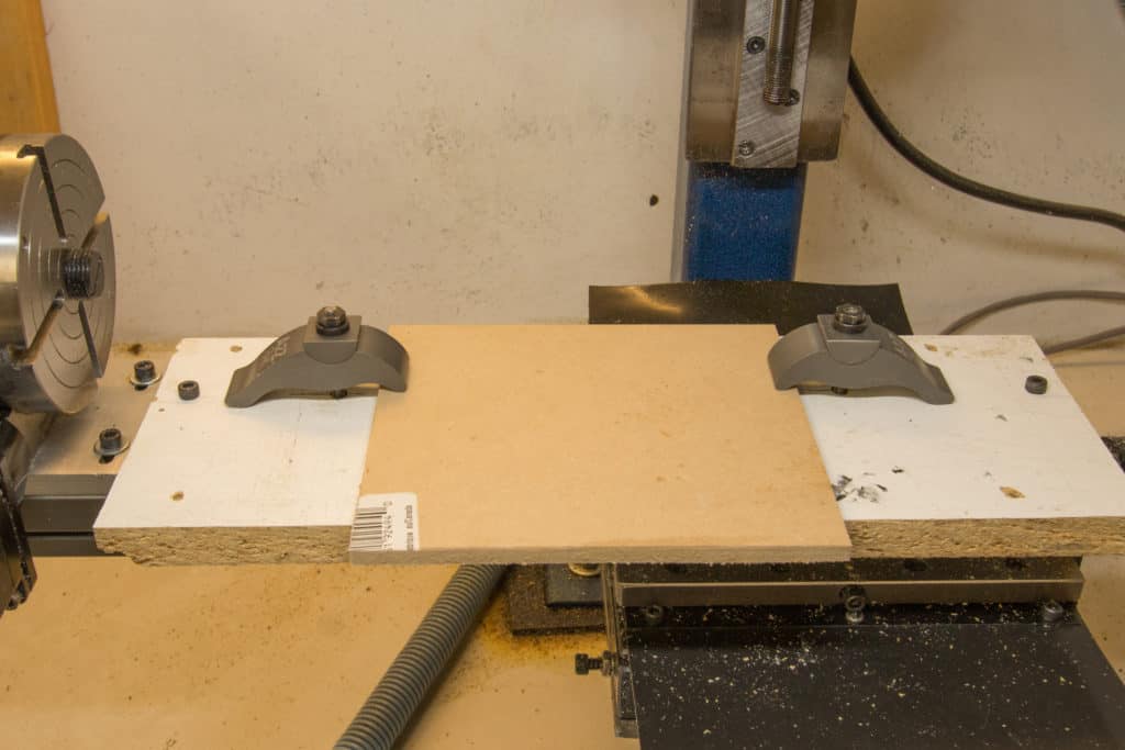 blank stock clamped to cnc mill