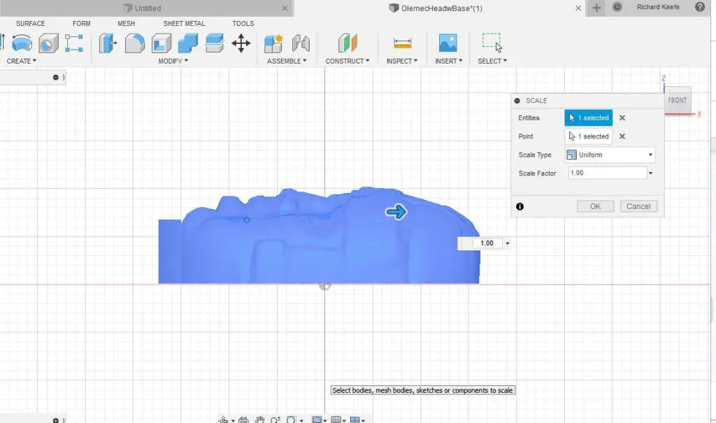 scale option in fusion 360