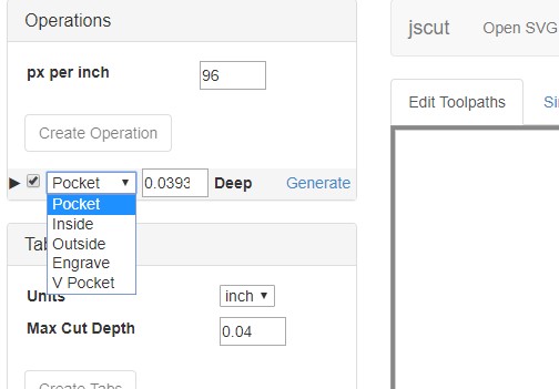 operation options in jscut