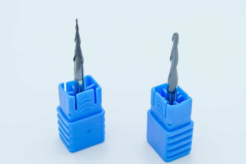 Two tapered ball end mills