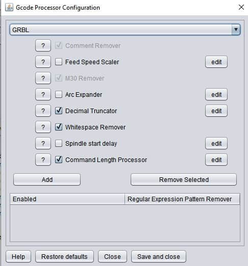 Universal Gcode Sender processor config