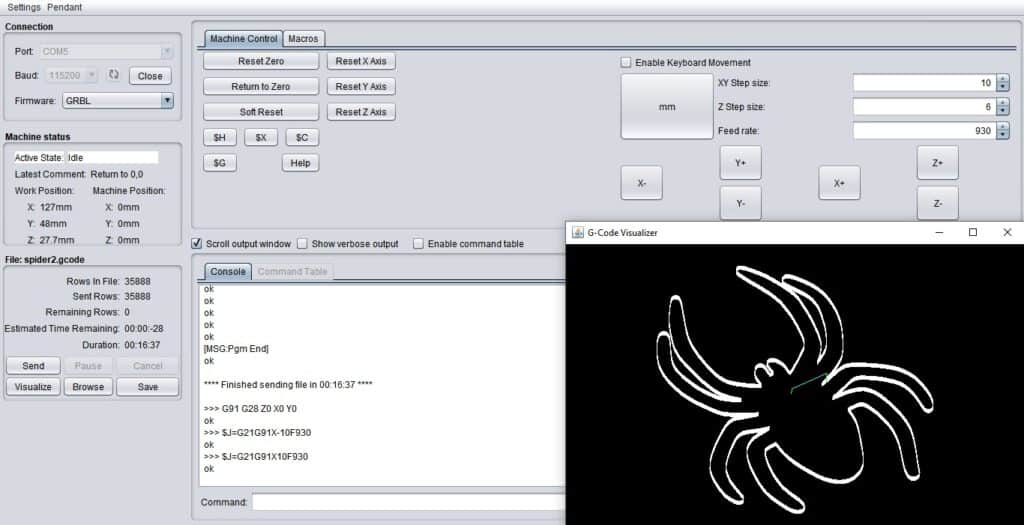 Universal Gcode Sender spider example