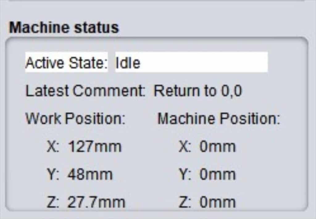 Universal Gcode Sender machine status