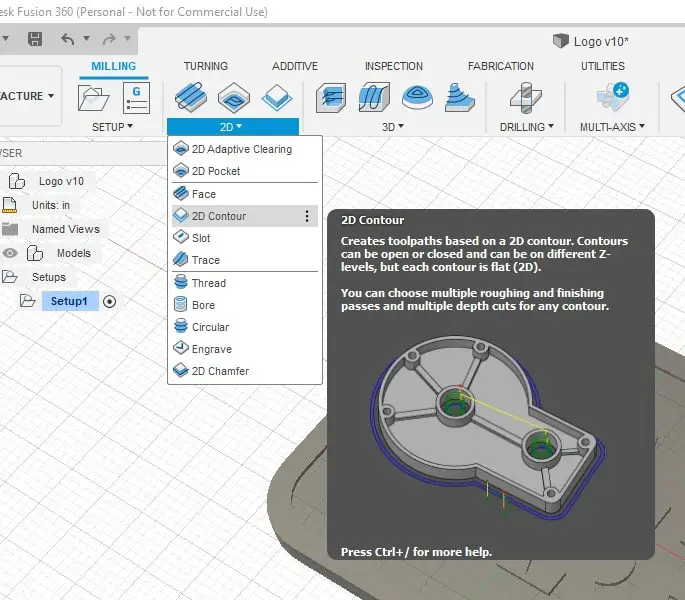 Select the 2D contour