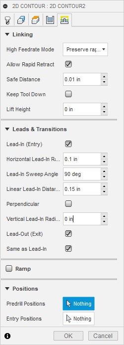 Set your linking and lead-in lead-out values