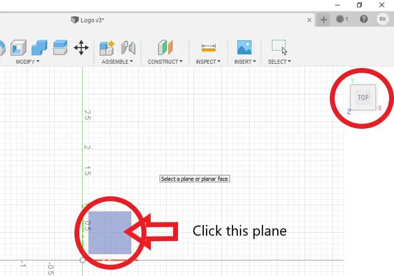 Selecting the X-Y Plane