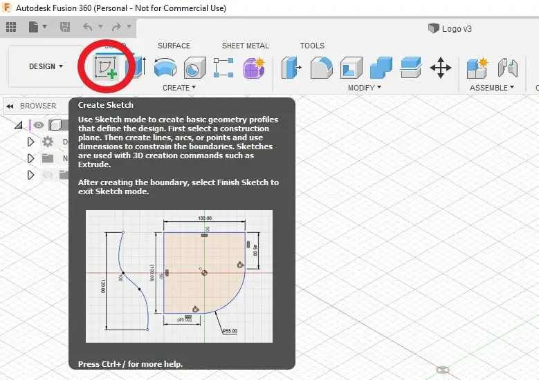 The create a sketch icon