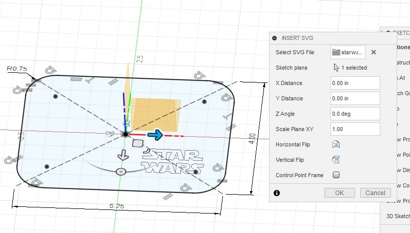 Your SVG file should now appear on your selected surface