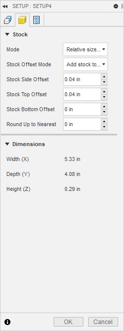 Stock setup tab