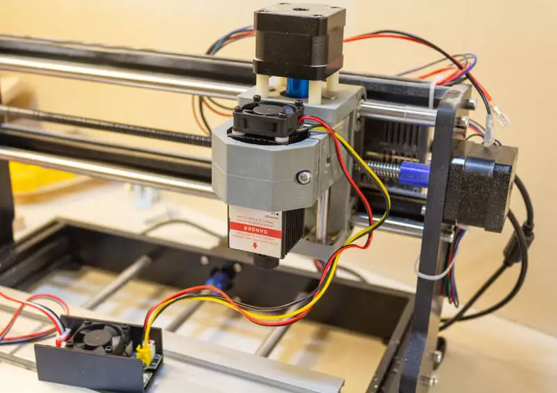 laser and heatsink mounted in spindle mount